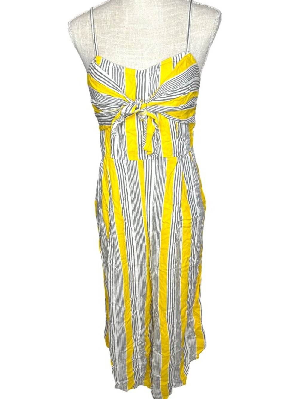 Shein Yellow & White Striped Jumpsuit L